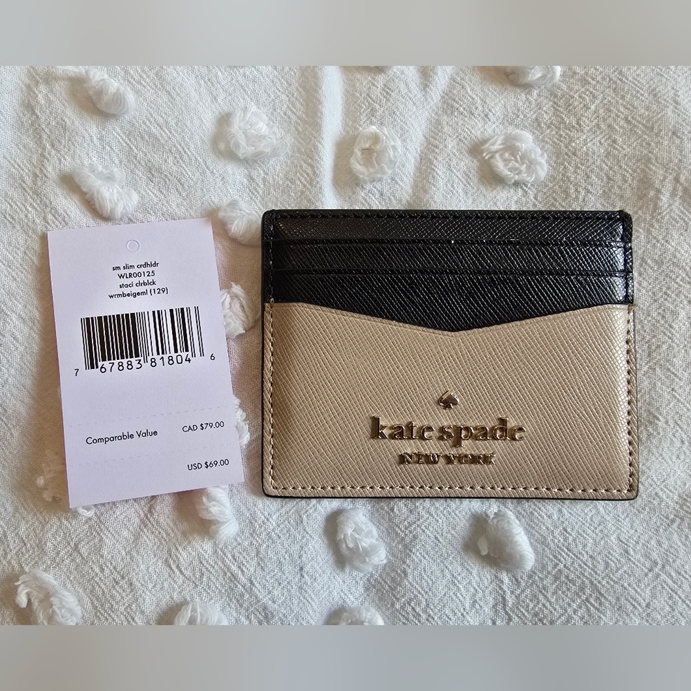 Kate Spade Black and Cream Slim Card Holder